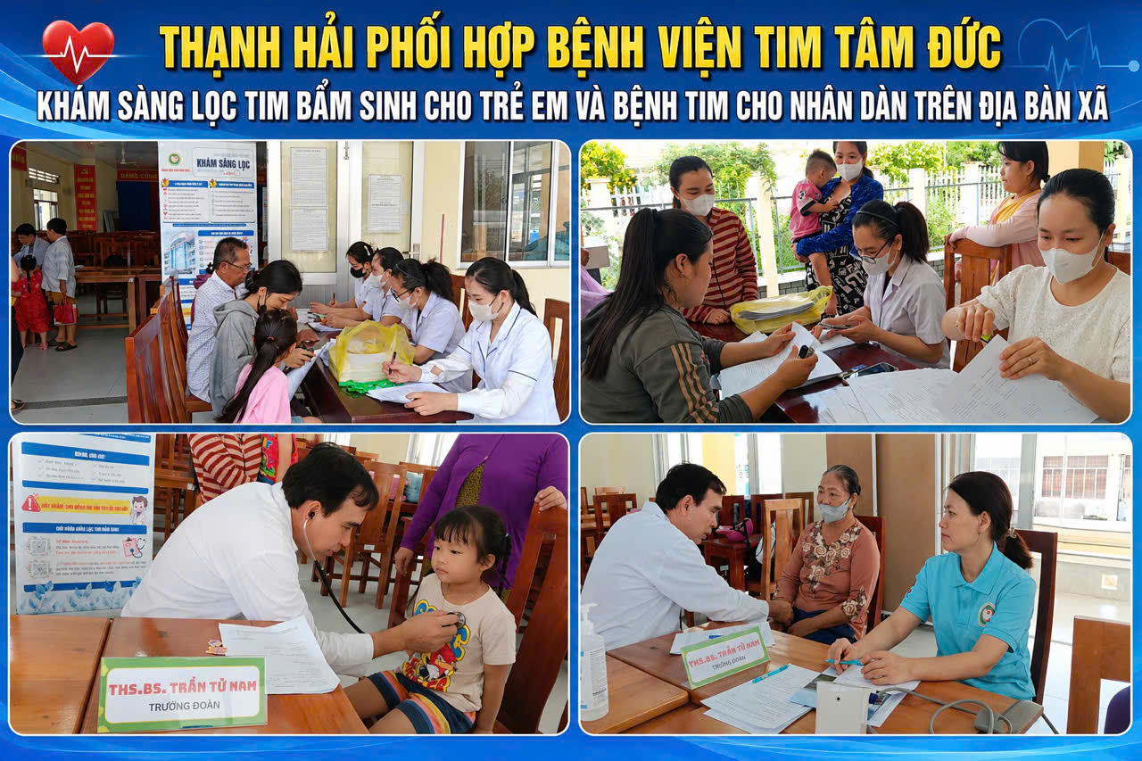 Thạnh Hải phối hợp bệnh viện tim Tâm Đức
 khám sàng lọc tim bẩm sinh cho trẻ em và bệnh tim cho nhân dân trên địa bàn xã
