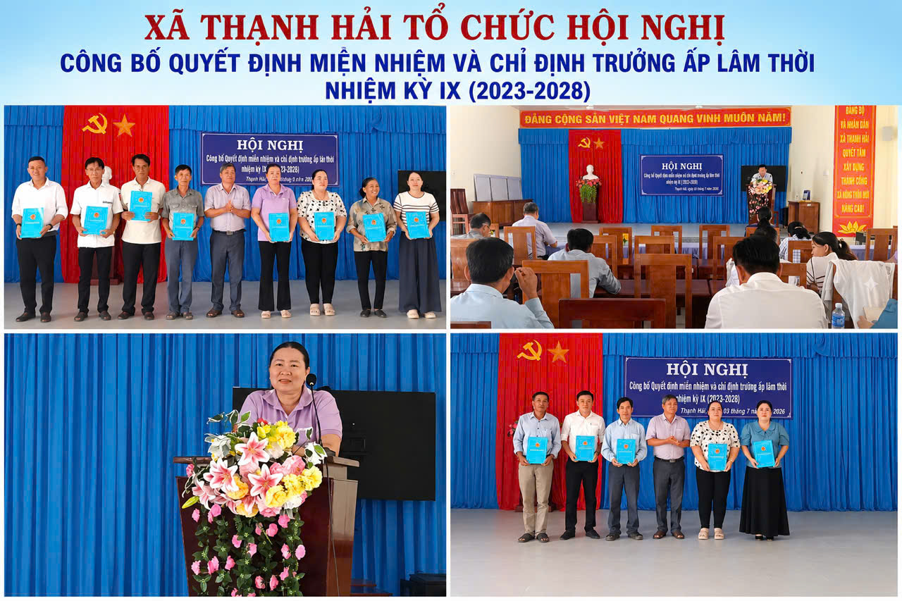 Xã Thạnh Hải tổ chức hội nghị công bố quyết định miễn nhiệm và chỉ định trưởng ấp lâm thời  nhiệm kỳ IX ( 2023-2028)