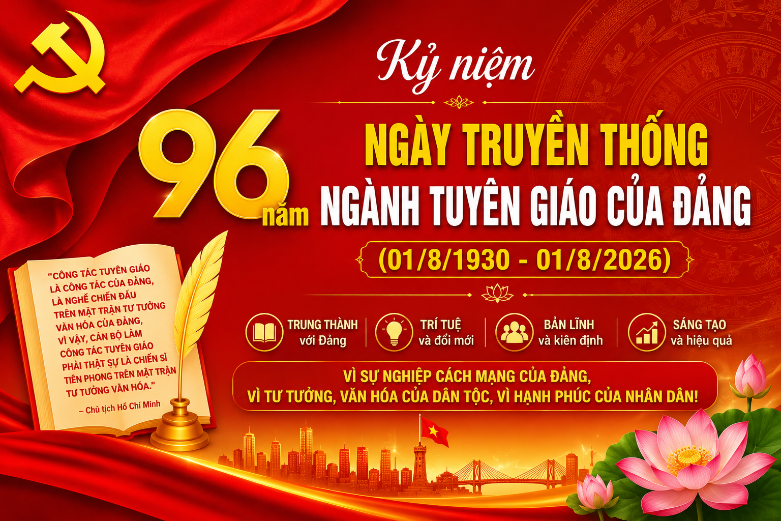 Kỷ niệm 96 năm Ngày truyền thống ngành Tuyên giáo của Đảng (01/8/1930 - 01/8/2026).