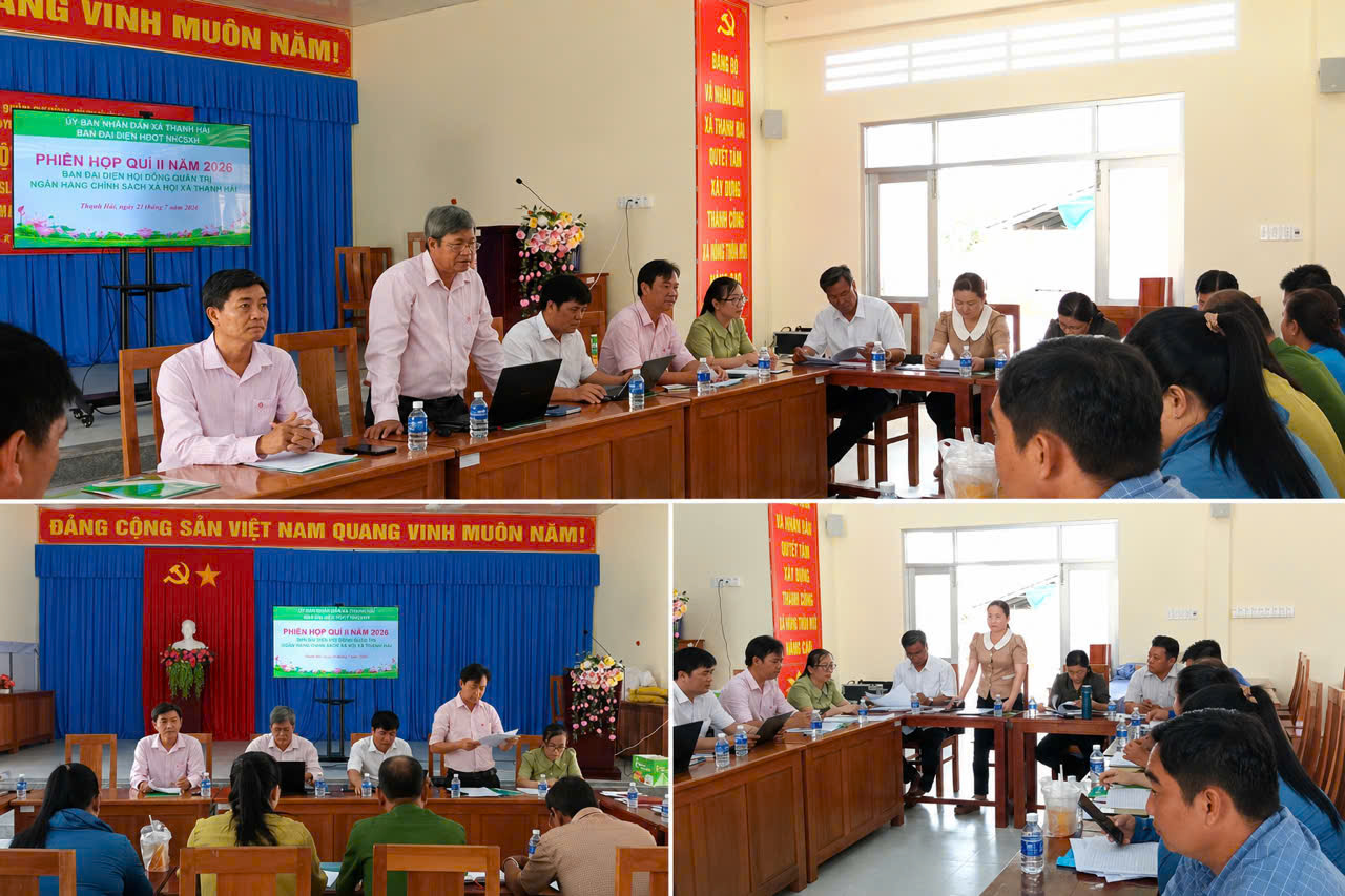 Ban đại diện Hội đồng quản trị Ngân hàng Chính sách xã hội xã Thạnh Hải tổ chức họp đánh giá kết quả hoạt động 6 tháng đầu năm và triển khai nhiệm vụ 6 tháng cuối năm 2026.